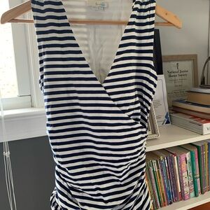 Boden White and Blue Casual Top